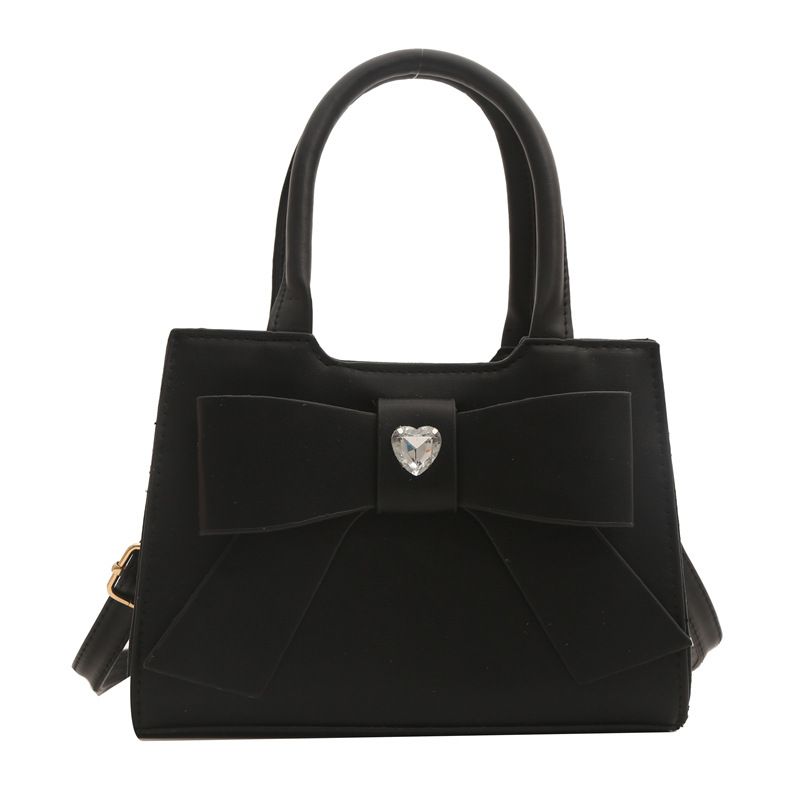 Fashion Black Pu Bow Large Capacity Crossbody Bag