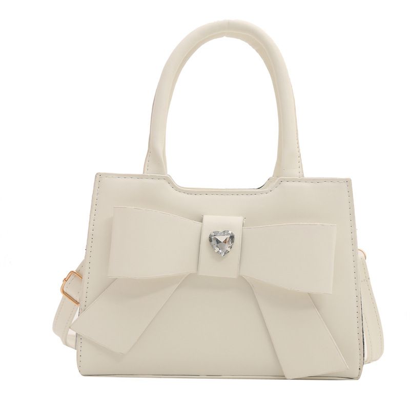 Fashion White Pu Bow Large Capacity Crossbody Bag