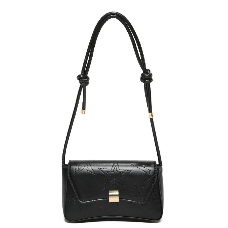 Fashion Black (6109) Five-pointed Star Pu Flap Crossbody Bag