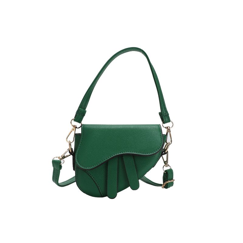 Fashion Green Pu Flip-top Cross-body Saddle Bag