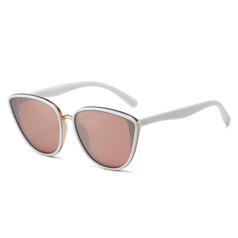 Fashion White Frame Powder Tablets Cat Eye Large Frame Sunglasses