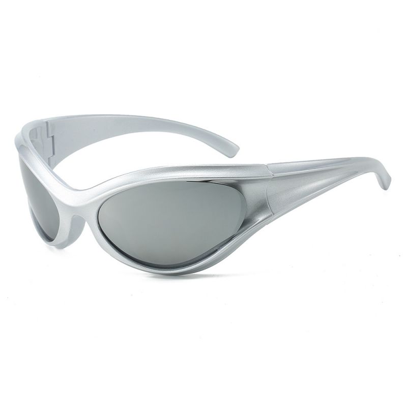 Fashion Silver Framed White Mercury Tablets Pc Cat Eye Wide Leg Sunglasses