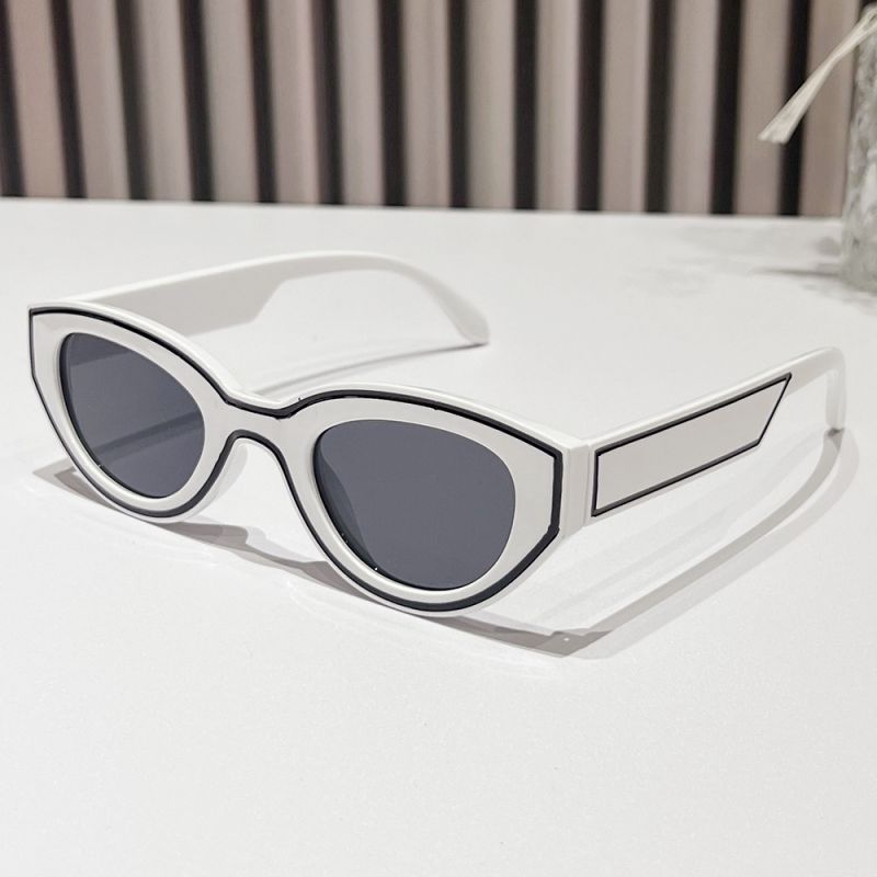 Fashion White Frame Double Gray Film Cat Eye Large Frame Sunglasses