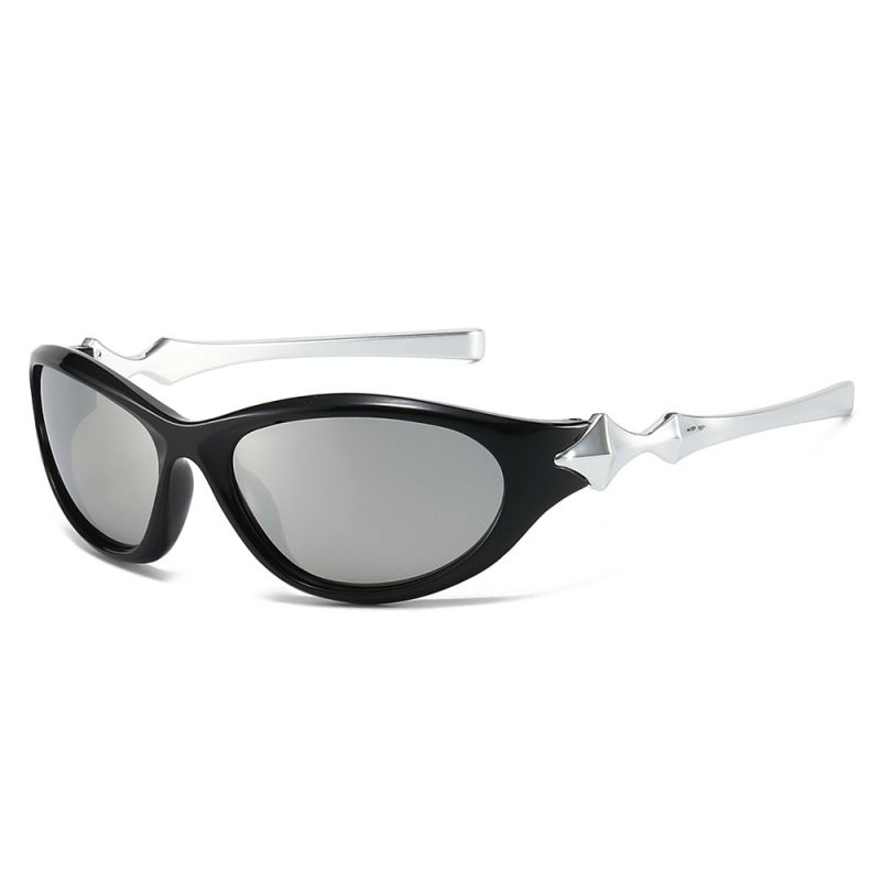 Fashion Black Frame White Mercury Tablet Pc Starburst Oval Sunglasses