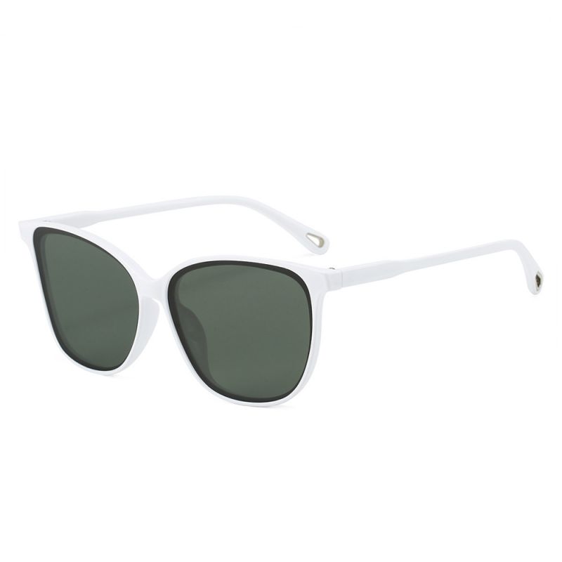 Fashion White Frame Dark Green Film Pc Square Large Frame Sunglasses