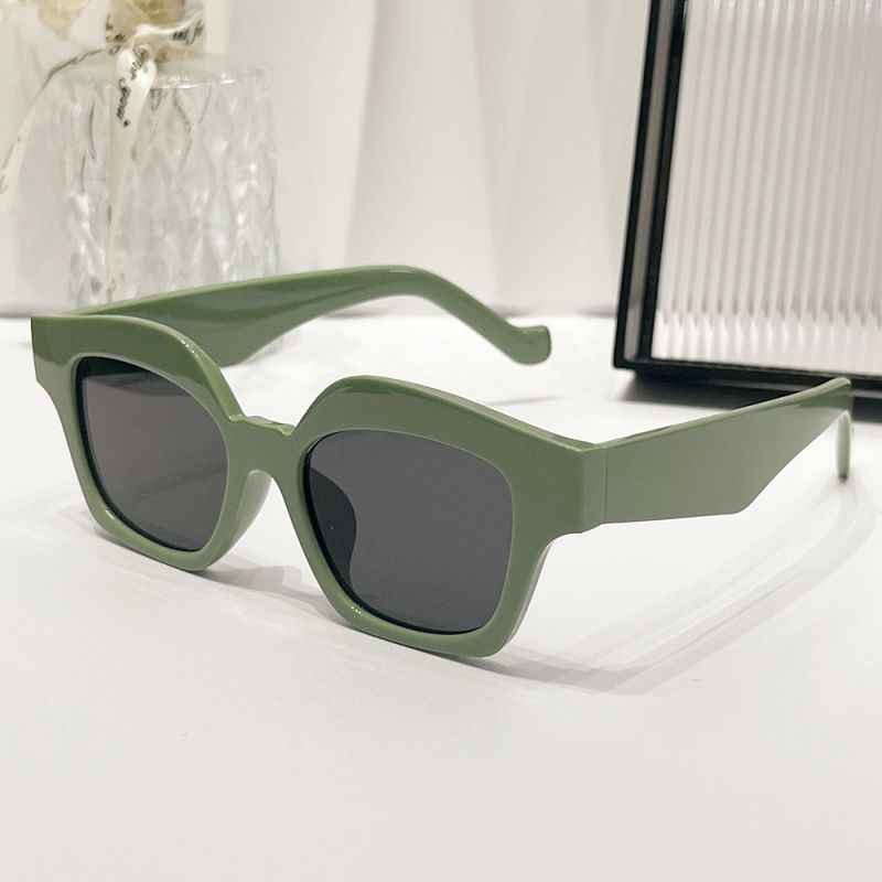 Fashion Green Frame Gray Film Pc Irregular Sunglasses
