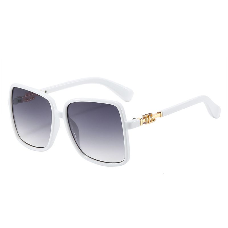 Fashion White Frame Double Gray Film Large Square Frame Sunglasses