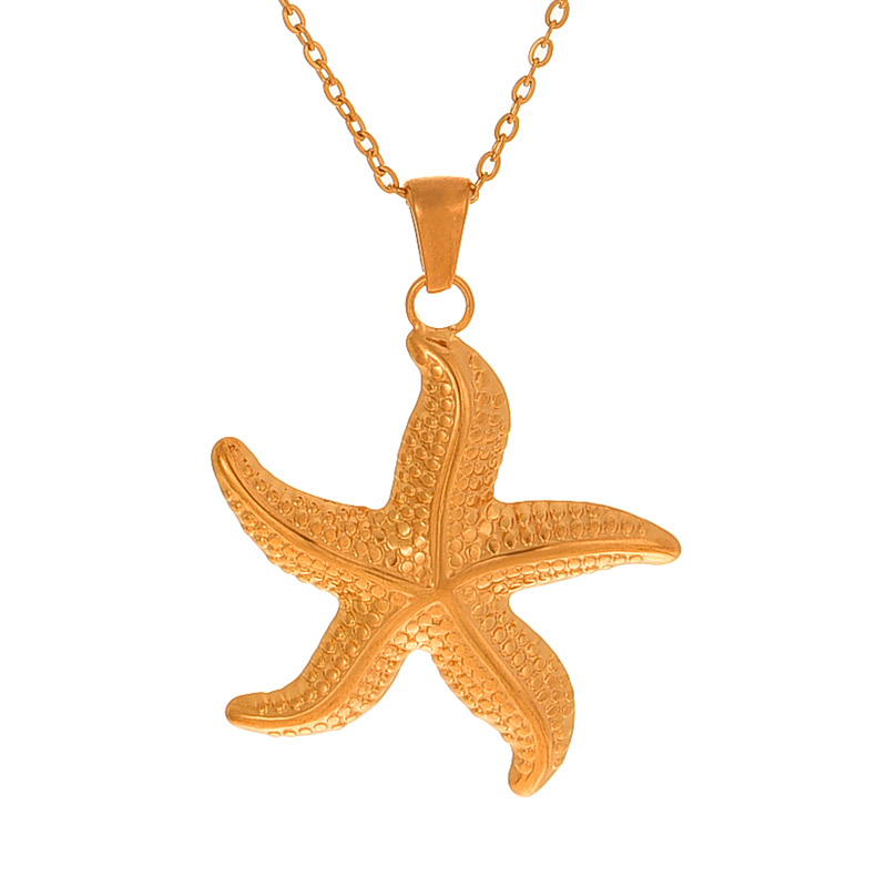 Fashion Golden 1 Titanium Steel Starfish Pendant Necklace