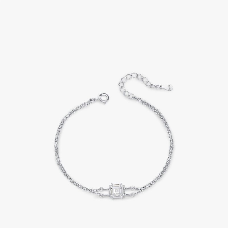 Fashion Silver Silver Diamond Geometric Chain Bracelet