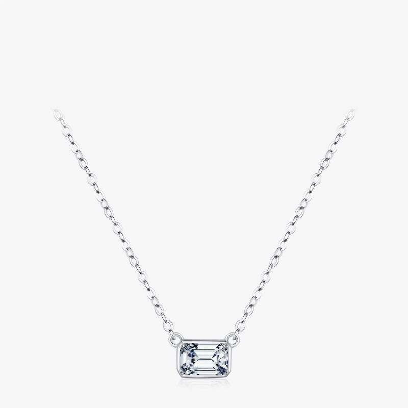 Fashion Silver Silver Diamond Square Necklace