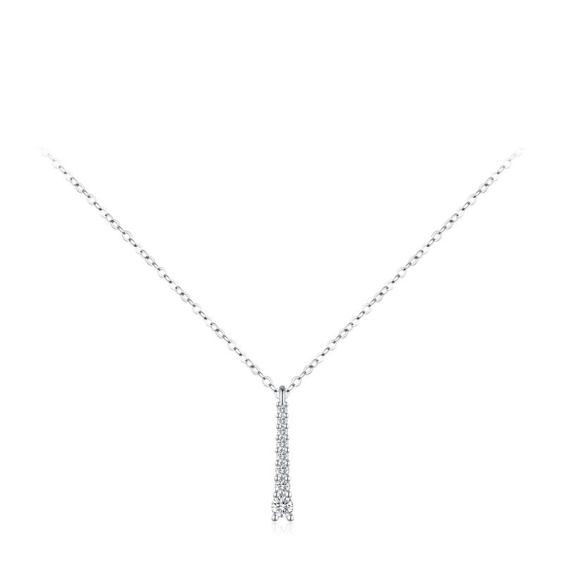 Fashion Silver Silver And Diamond Y-shaped Tassel Necklace