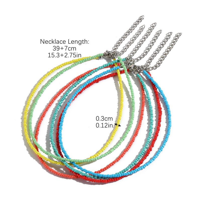 Fashion 13-meter Bead 6-piece Set Colorful Rice Beads Necklace Set