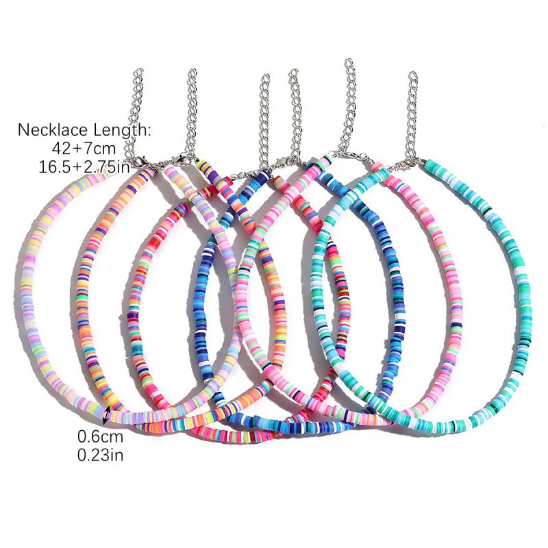Fashion 11 Polymer Clay 6-piece Set Colorful Polymer Clay Beaded Multi-layered Necklace