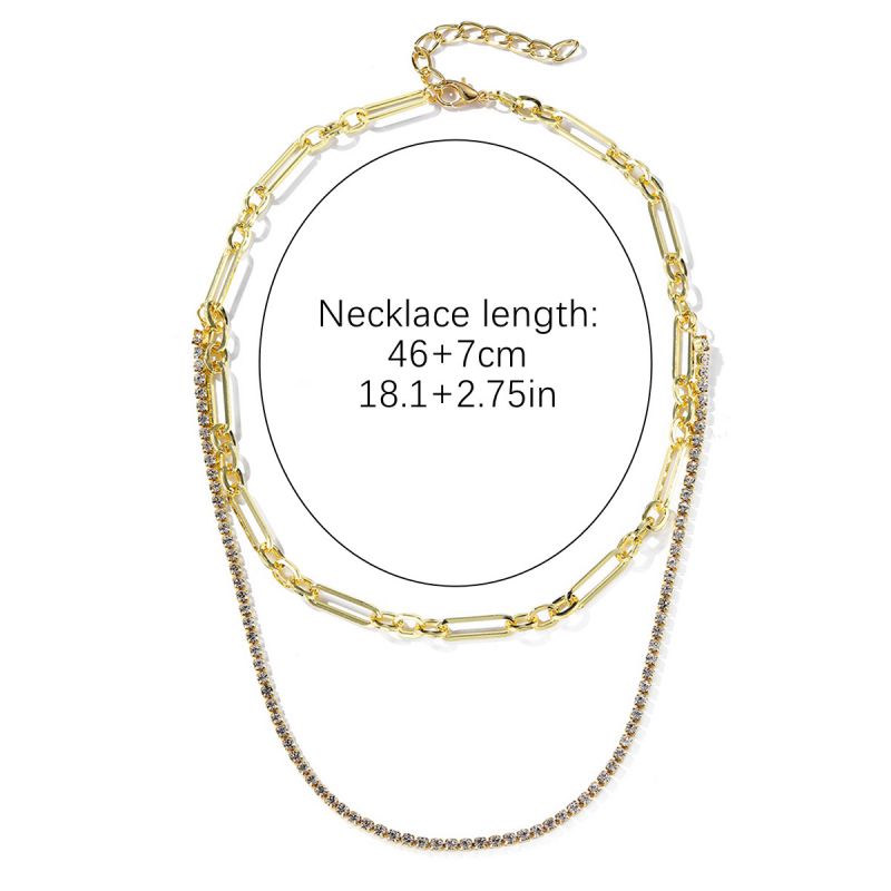 Fashion 17 Double Layer Chain Grab Metal Double Chain Necklace