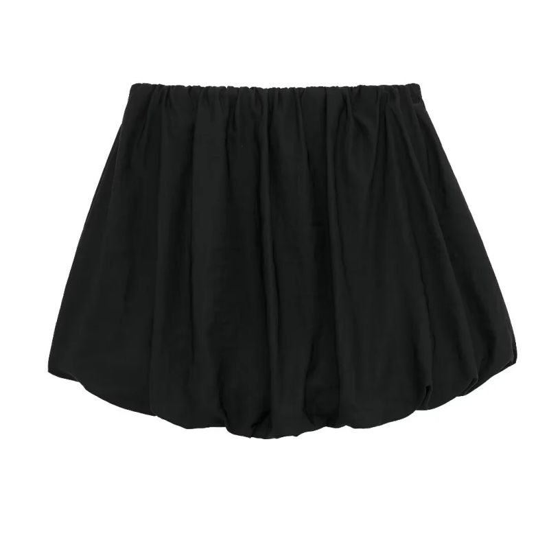Fashion Black Blended Lantern Skirt