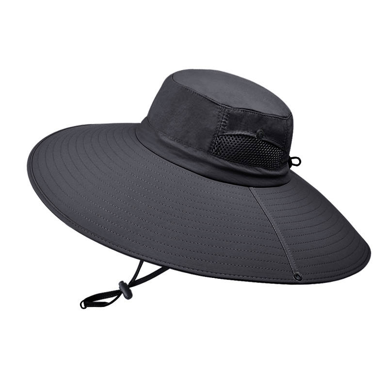 Fashion Single Cap Black Nylon Large Brim Sun Protection Fisherman Hat