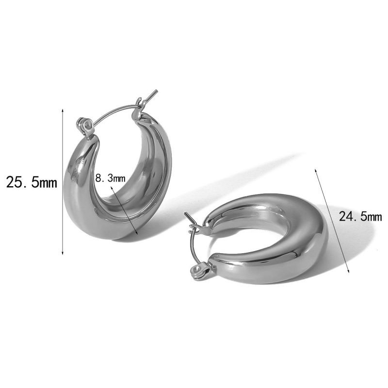 Fashion Silver Stainless Steel Round Earrings