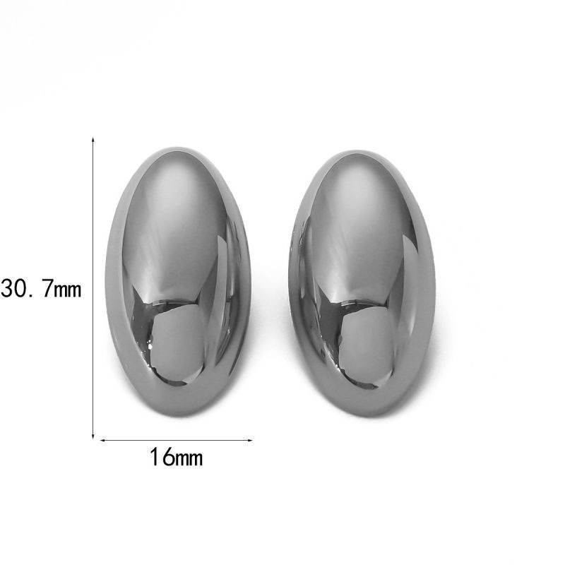 Fashion Silver Stainless Steel Oval Earrings