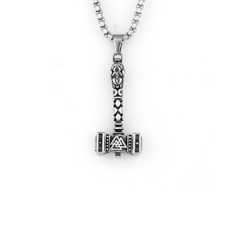 Fashion Pendant+chain Titanium Steel Geometric Hammer Men's Necklace