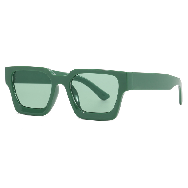 Fashion C08 Green Frame Transparent Green Large Square Frame Sunglasses