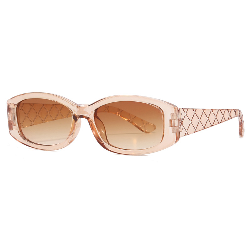 Fashion Champagne Diamond Oval Sunglasses