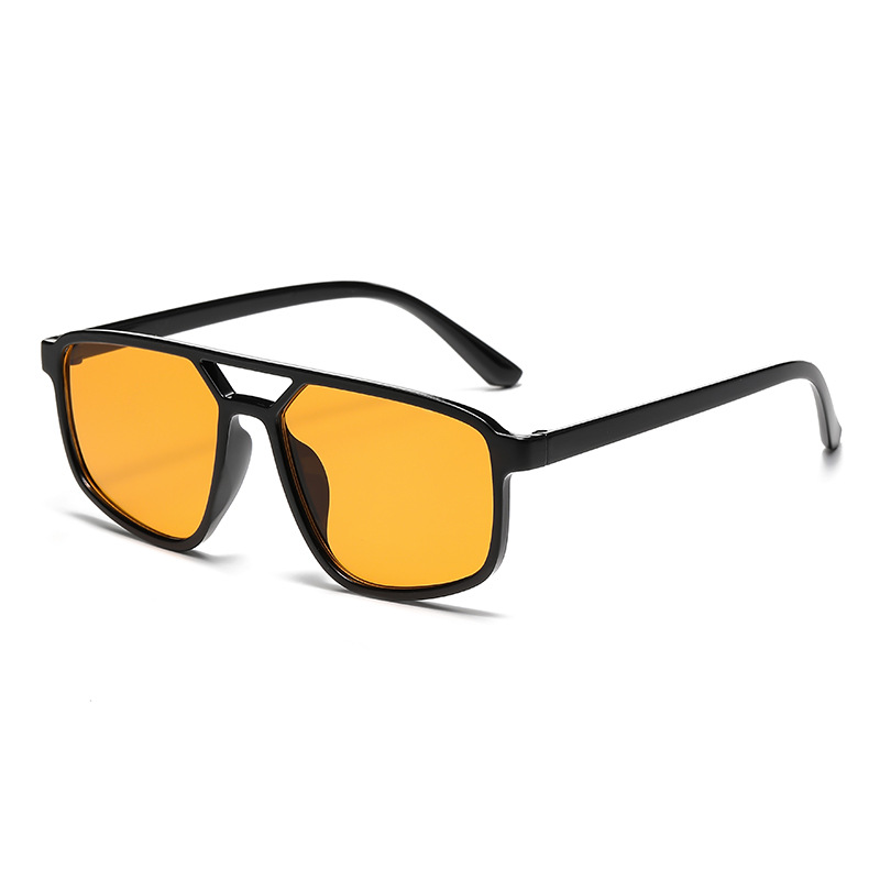 Fashion Black Frame Orange Double Bridge Large Frame Sunglasses