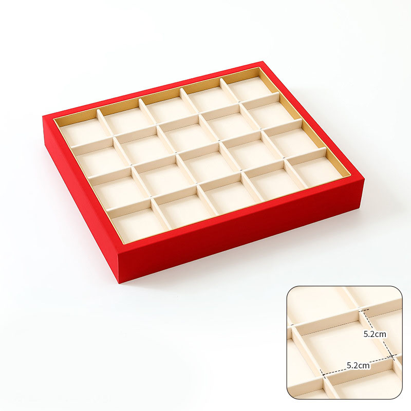 Fashion 12-chinese Red 20 Digits [lattice Plate] Pu Square Display Plate