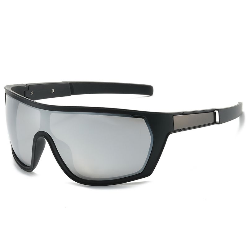 Fashion Black Frame White Mercury Pc Large Frame Integrated Sunglasses
