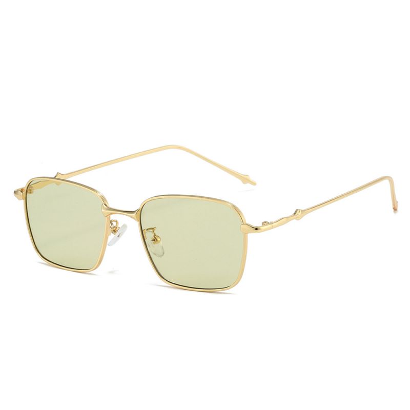 Fashion Gold Framed Light Green Piece Pc Square Sunglasses