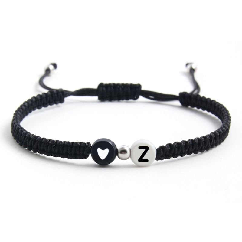Fashion Z Acrylic 26 Letters Braided Rope Love Bracelet