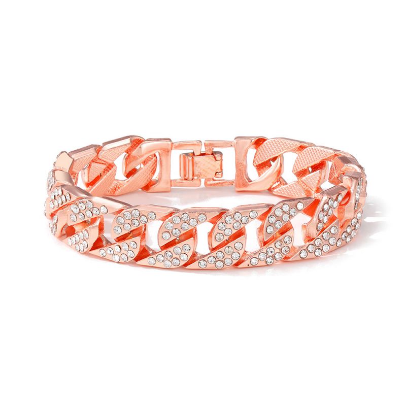Fashion Rose Gold Alloy Diamond Chain Bracelet