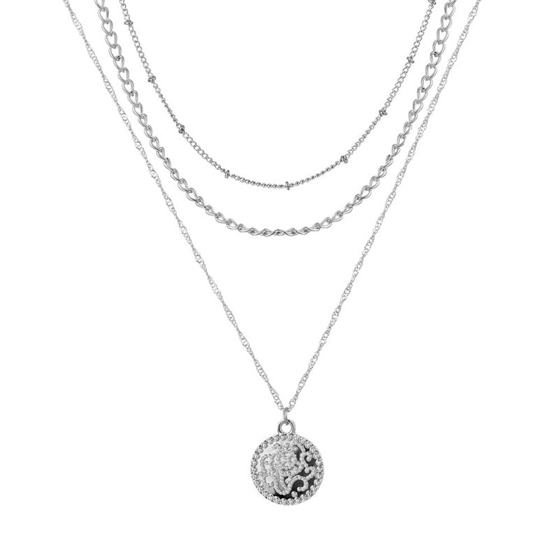 Fashion Silver Alloy Geometric Round Multi-layer Necklace