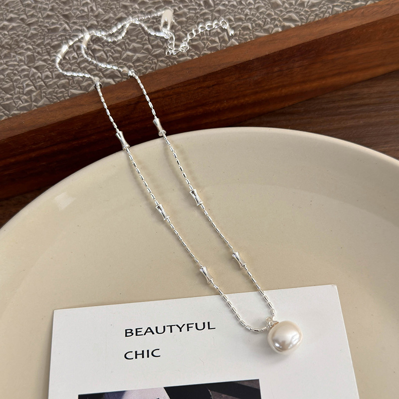 Fashion Silver Bamboo Pearl Necklace