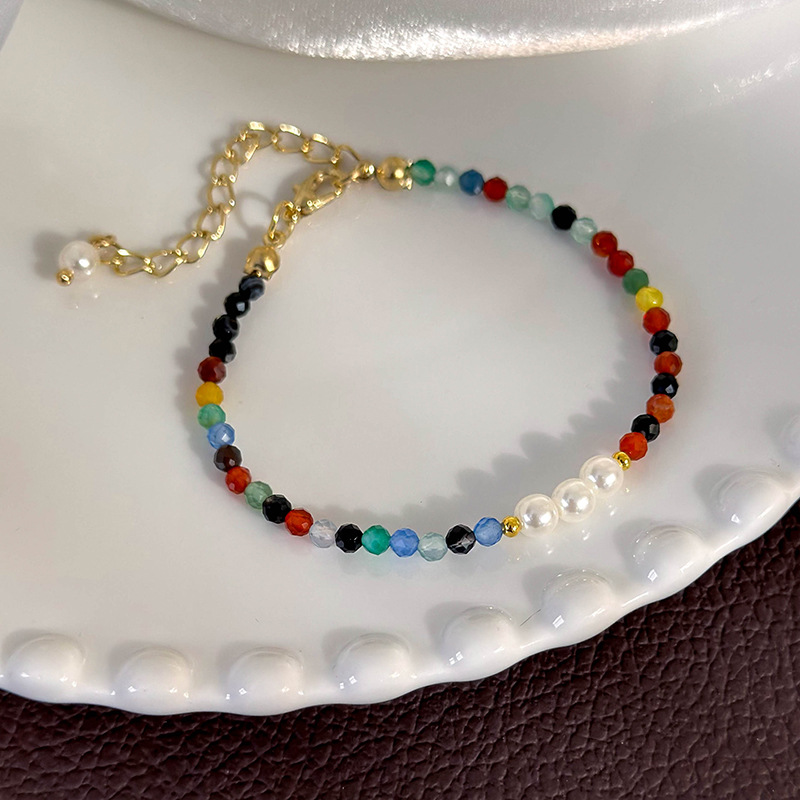 Fashion D Colorful Beads (random Color Of Beads) Colorful Crystal Pearl Beaded Bracelet