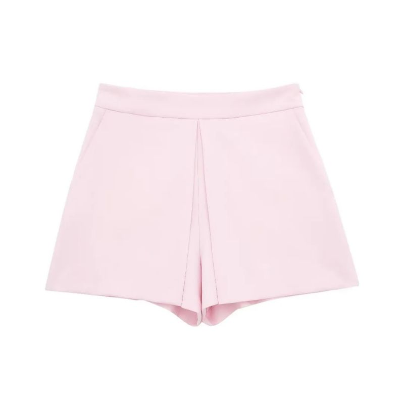 Fashion Pink Blend Pleated Shorts