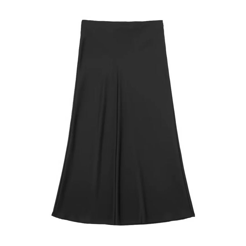 Fashion Black Blended Curved Skirt