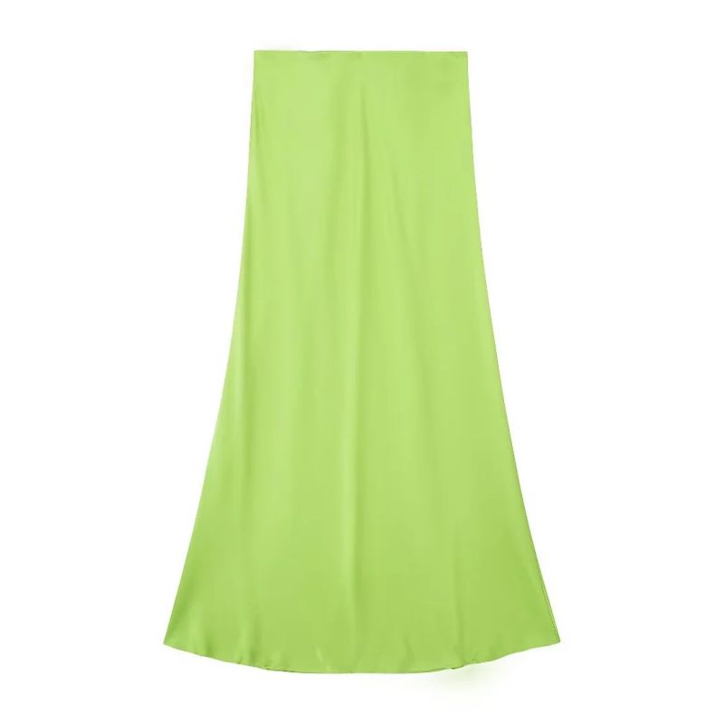Fashion Apple Green Blended Curved Skirt