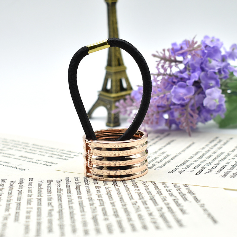 Fashion Rose Gold Alloy Ring Hair Tie