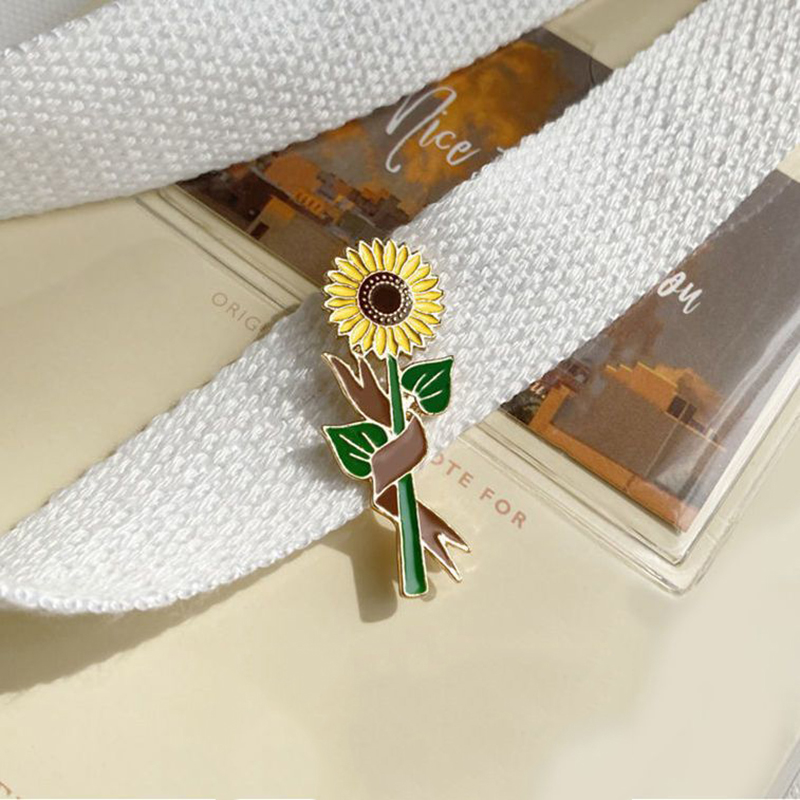 Fashion Long-stemmed Sunflower Metal Sunflower Brooch