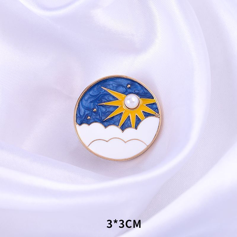 Fashion Sun Style Alloy Oil Painting Sun And Moon Brooch