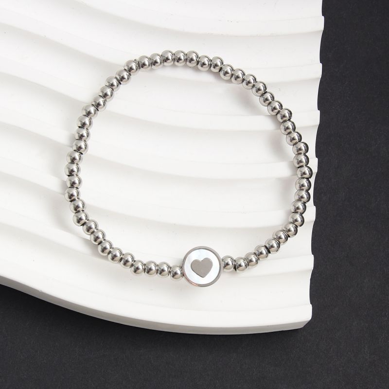 Fashion Love Stainless Steel Geometric Beaded Love Bracelet