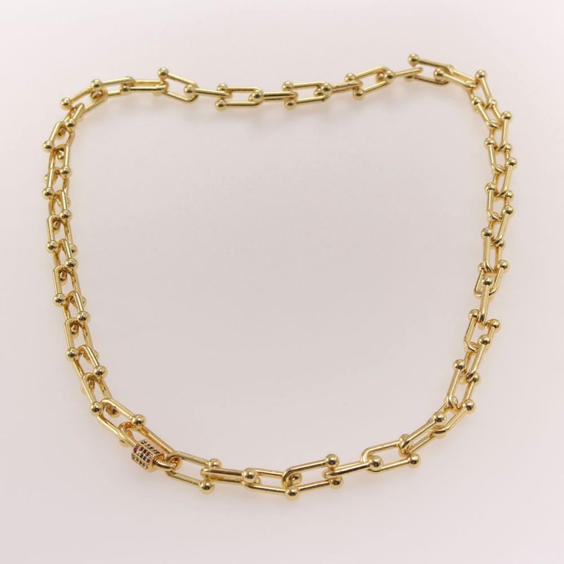 Fashion 50cm Necklace Copper Inlaid Zirconium Geometric Chain Necklace