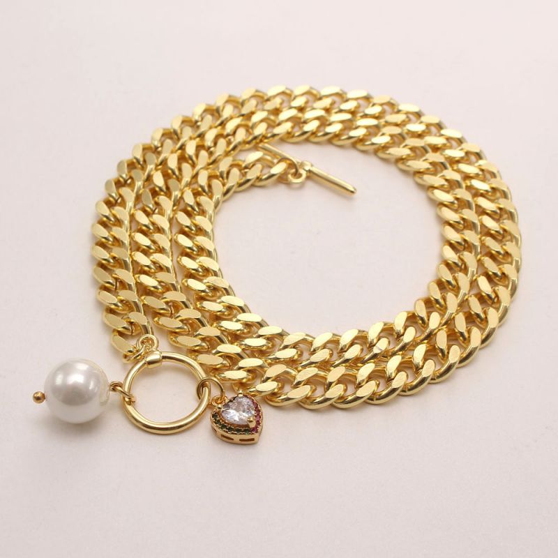 Fashion A Necklace Gold Plated Copper Love Pearl Necklace