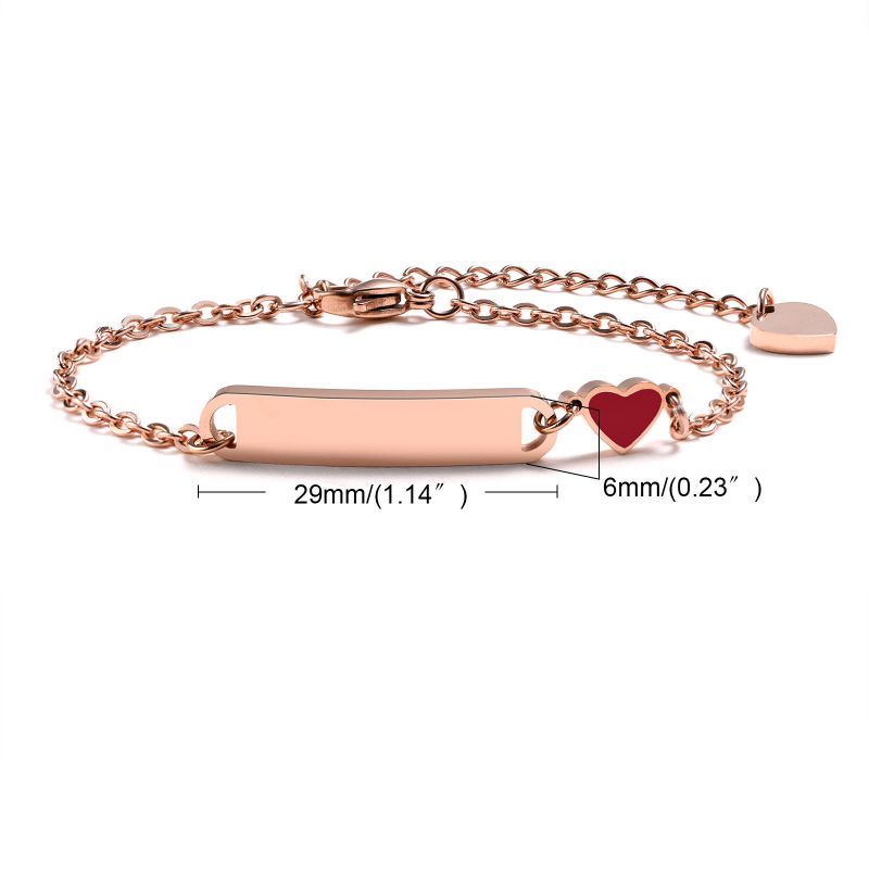 Fashion Rose Gold 16+5cm Stainless Steel Blank Curved Sign Love Bracelet