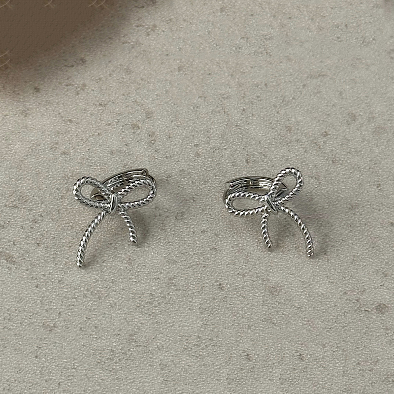 Fashion Silver Copper Bow Earrings