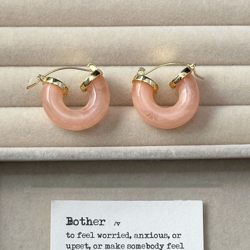 Fashion Pink Copper Geometric Round Earrings