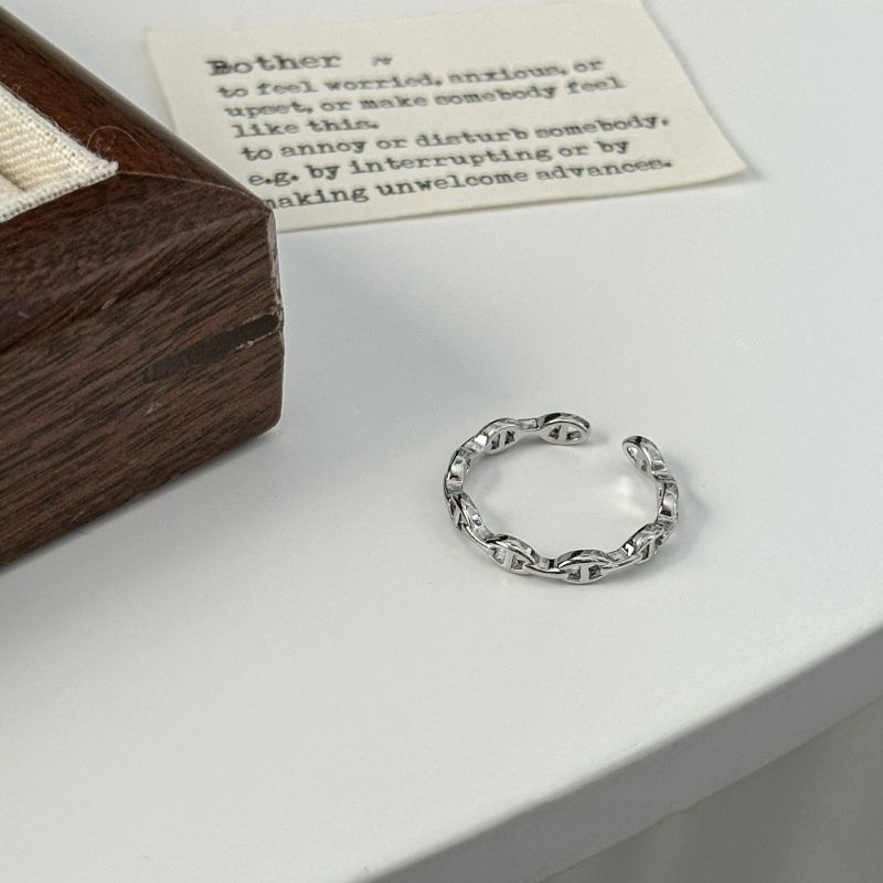Fashion Silver Model Copper Chain Hollow Open Ring