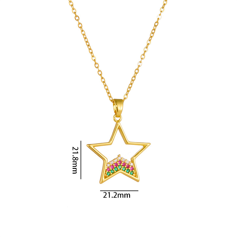 Fashion Five-pointed Star Copper And Diamond Five-pointed Star Necklace