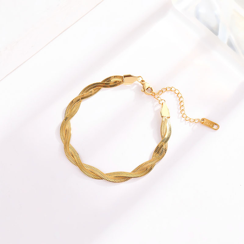 Fashion Gold Titanium Steel Twist Braided Bracelet