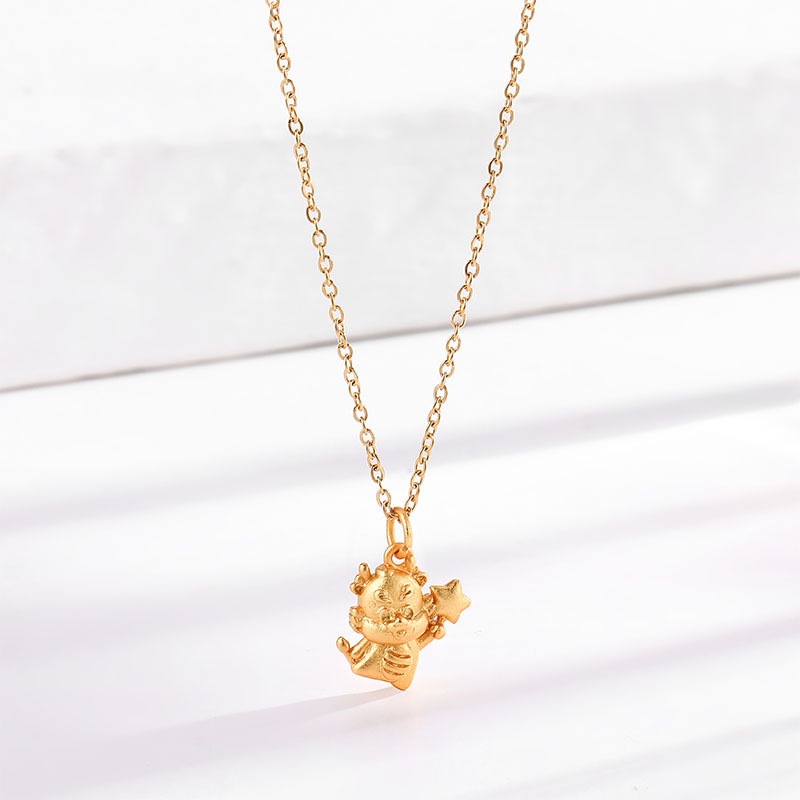 Fashion Gold Titanium Steel Star Dragon Necklace